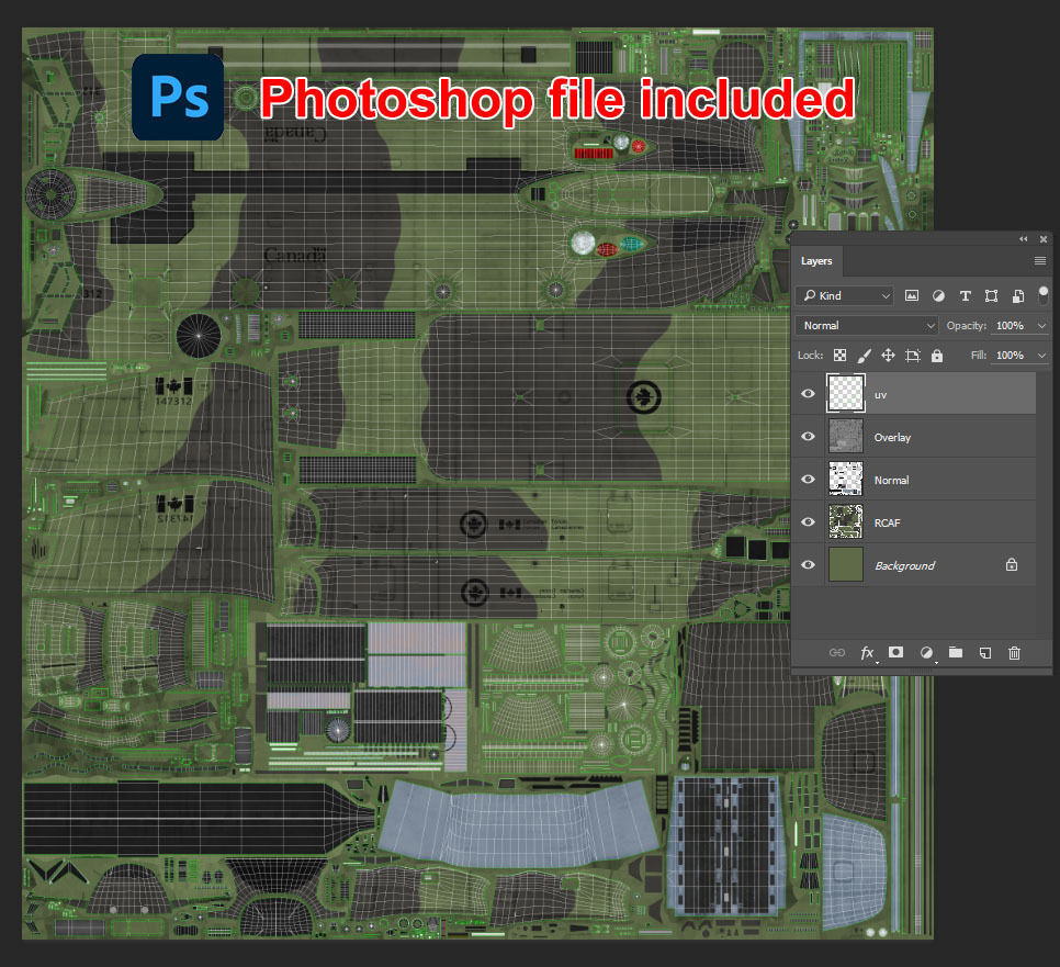 CH-47 Chinook RCAF Static Low-poly 3D model_38