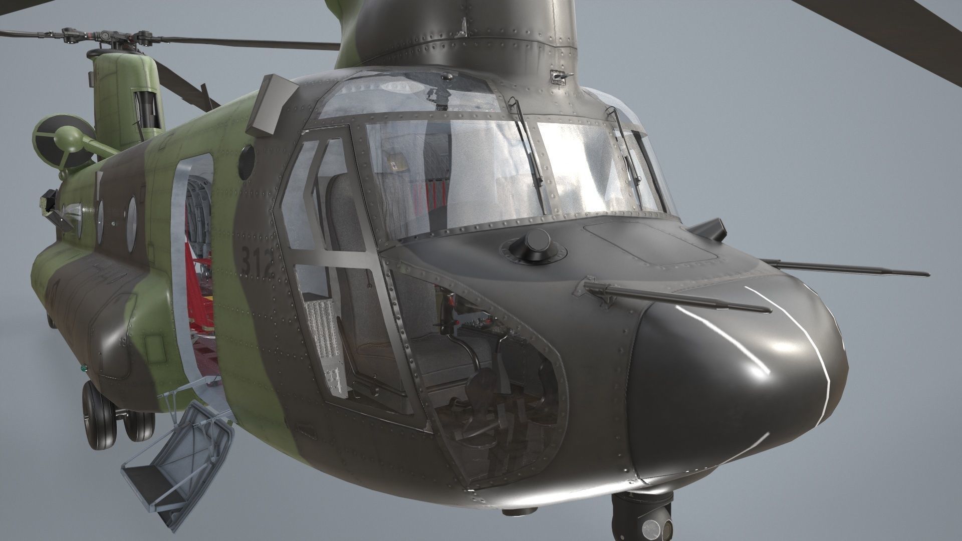 CH-47 Chinook RCAF Static Low-poly 3D model_6