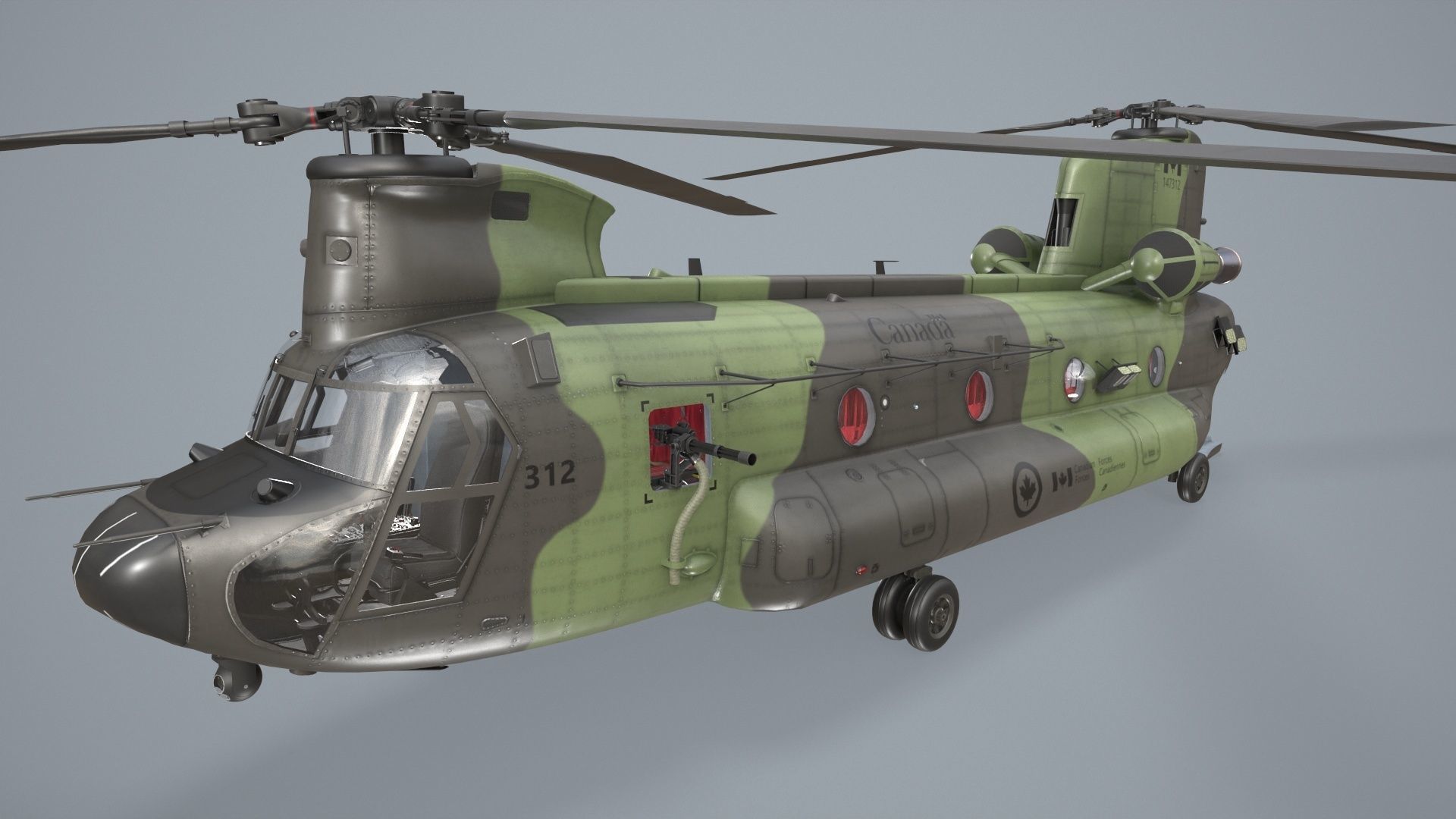 CH-47 Chinook RCAF Static Low-poly 3D model_3