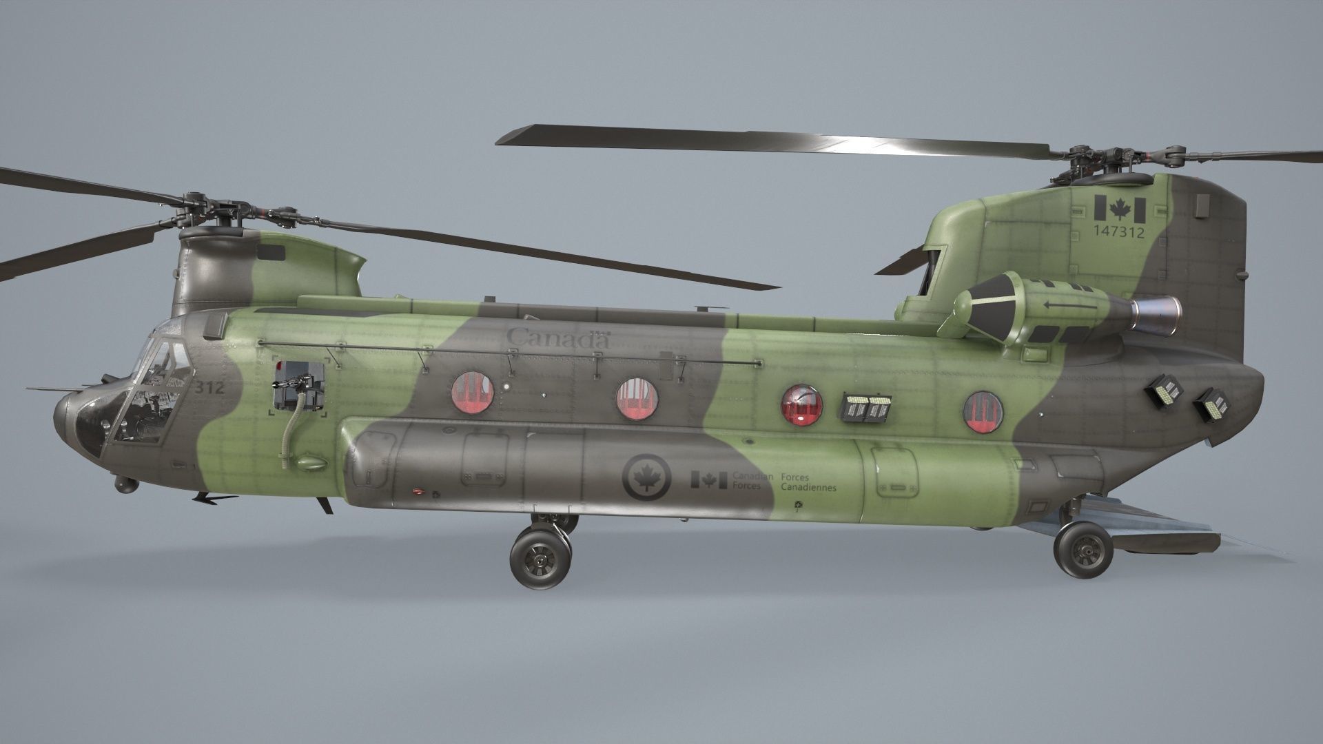 CH-47 Chinook RCAF Static Low-poly 3D model_15