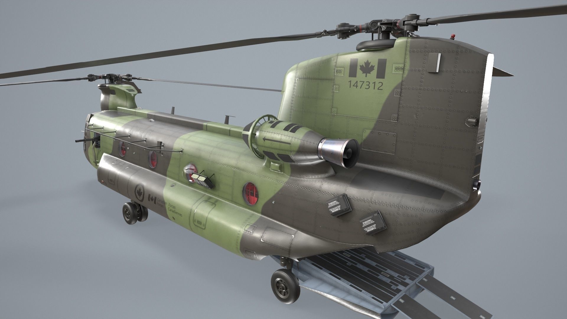 CH-47 Chinook RCAF Static Low-poly 3D model_4