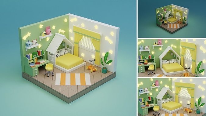 Cozy Cartoon Rooms Interior 4 Low-poly 3D model 7