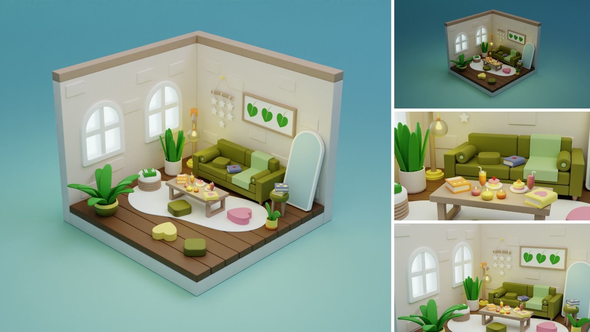 Cozy Cartoon Rooms Interior 4 Low-poly 3D model_8