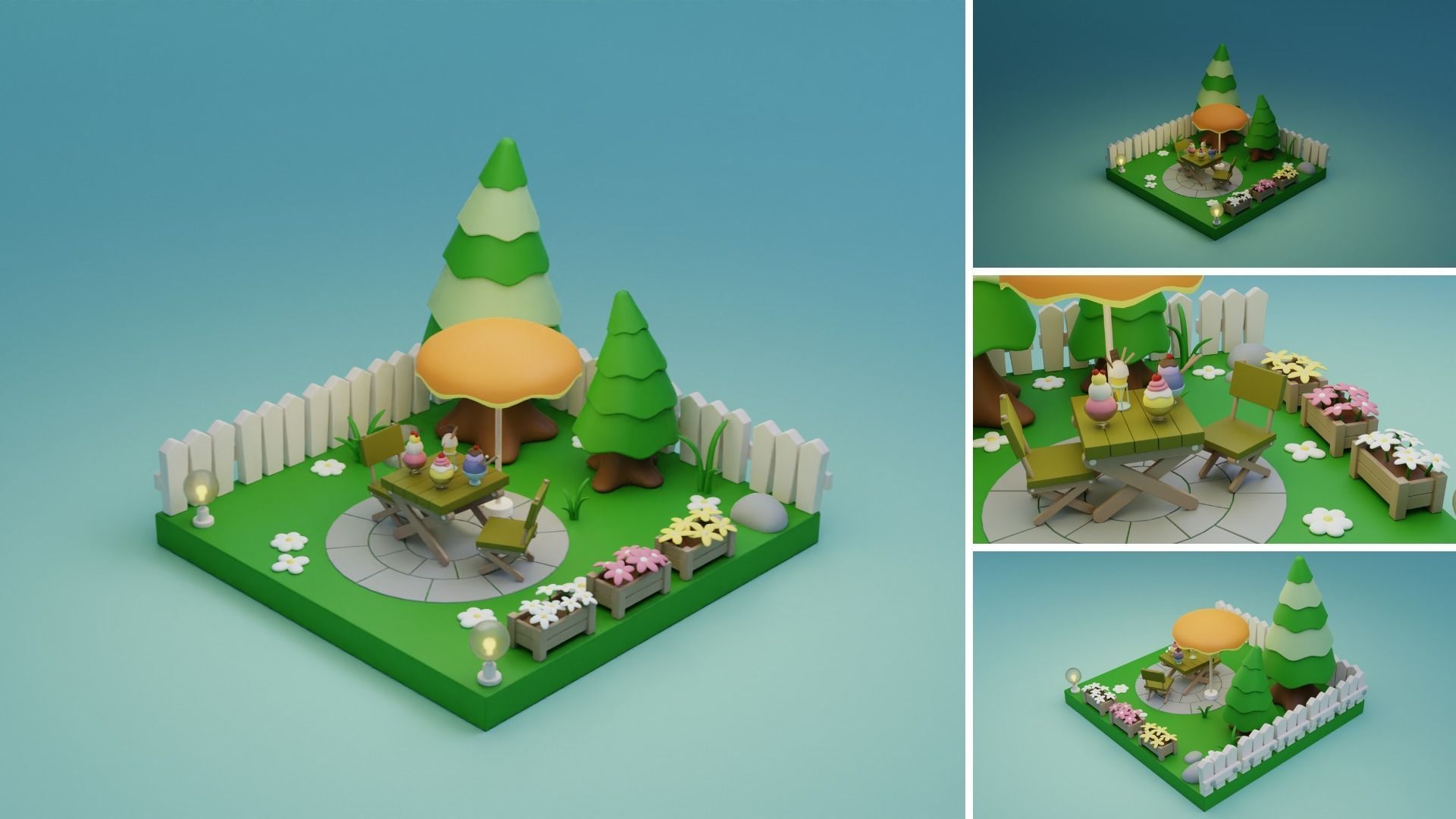 Cozy Cartoon Rooms Interior 4 Low-poly 3D model_19