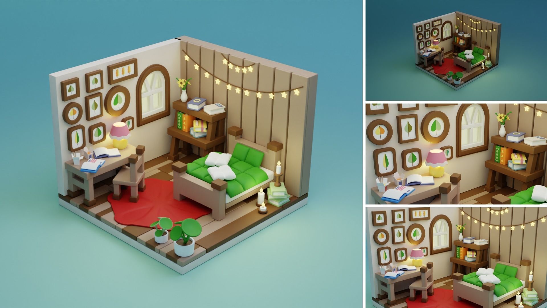 Cozy Cartoon Rooms Interior 4 Low-poly 3D model_13