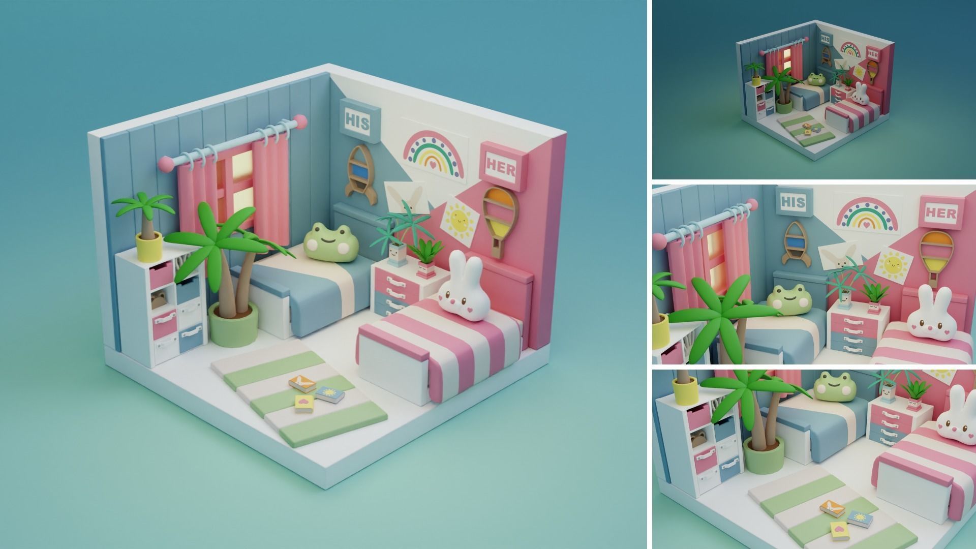 Cozy Cartoon Rooms Interior 4 Low-poly 3D model_18
