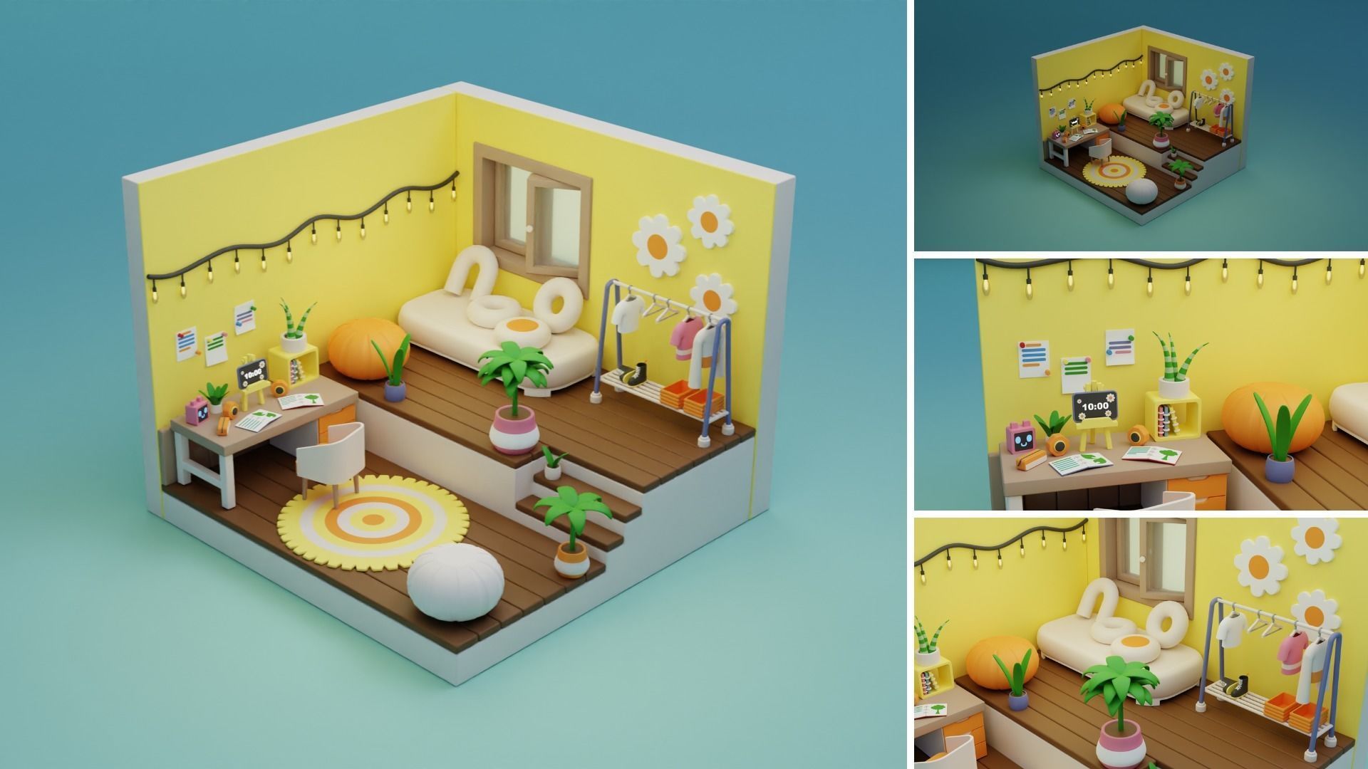 Cozy Cartoon Rooms Interior 4 Low-poly 3D model_15