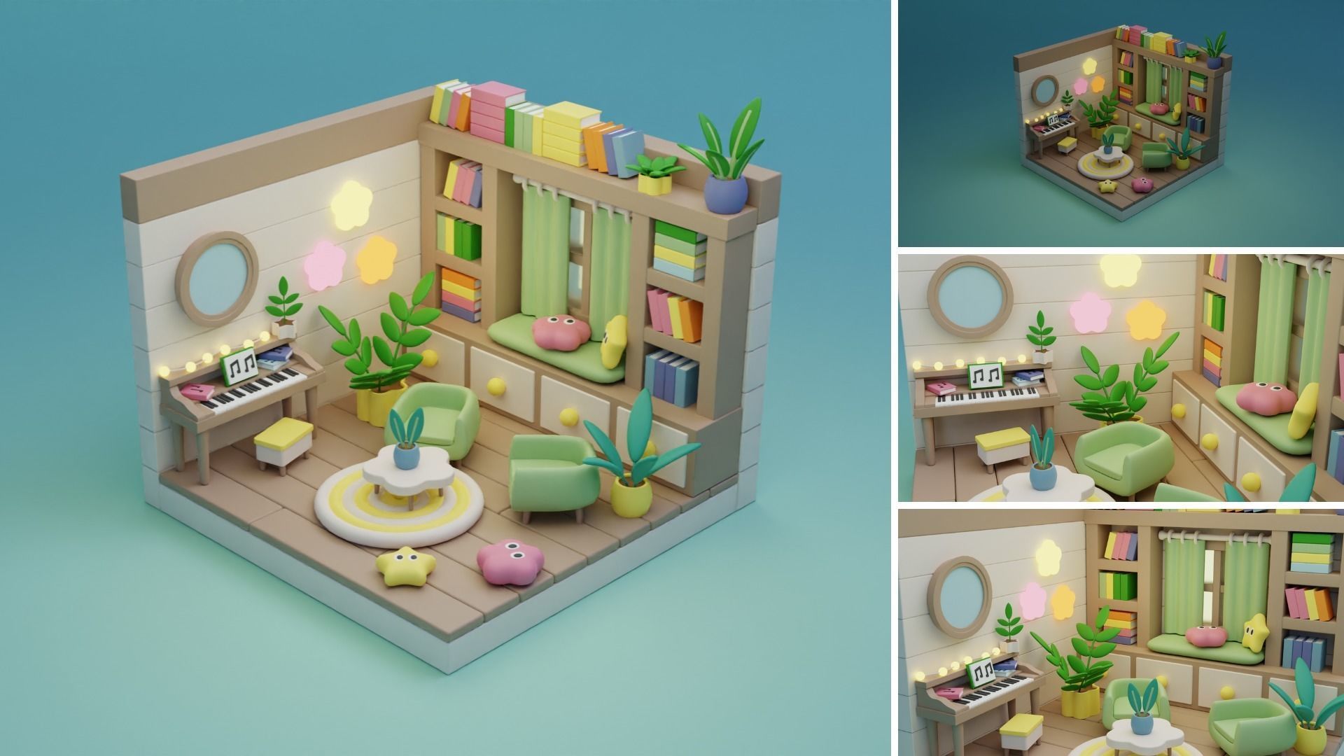 Cozy Cartoon Rooms Interior 4 Low-poly 3D model_14