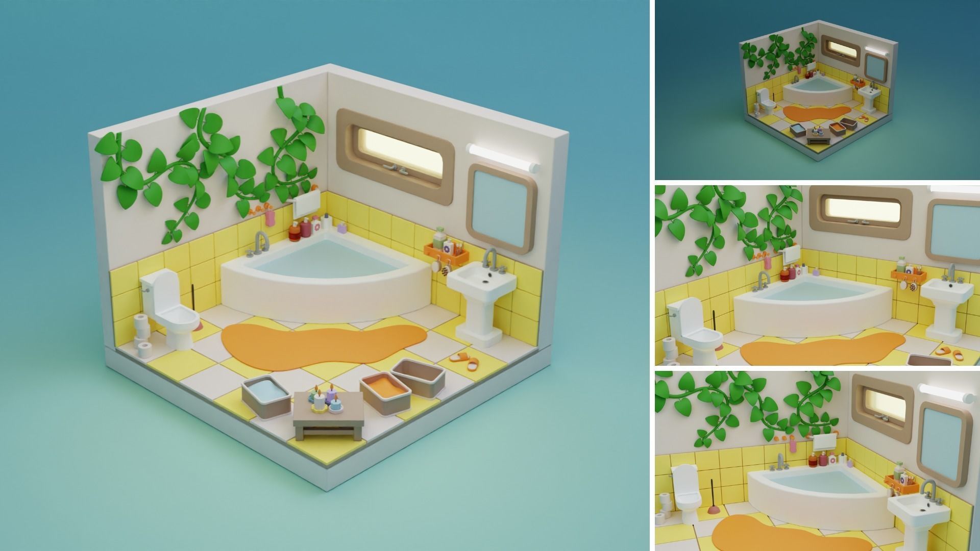 Cozy Cartoon Rooms Interior 4 Low-poly 3D model_5