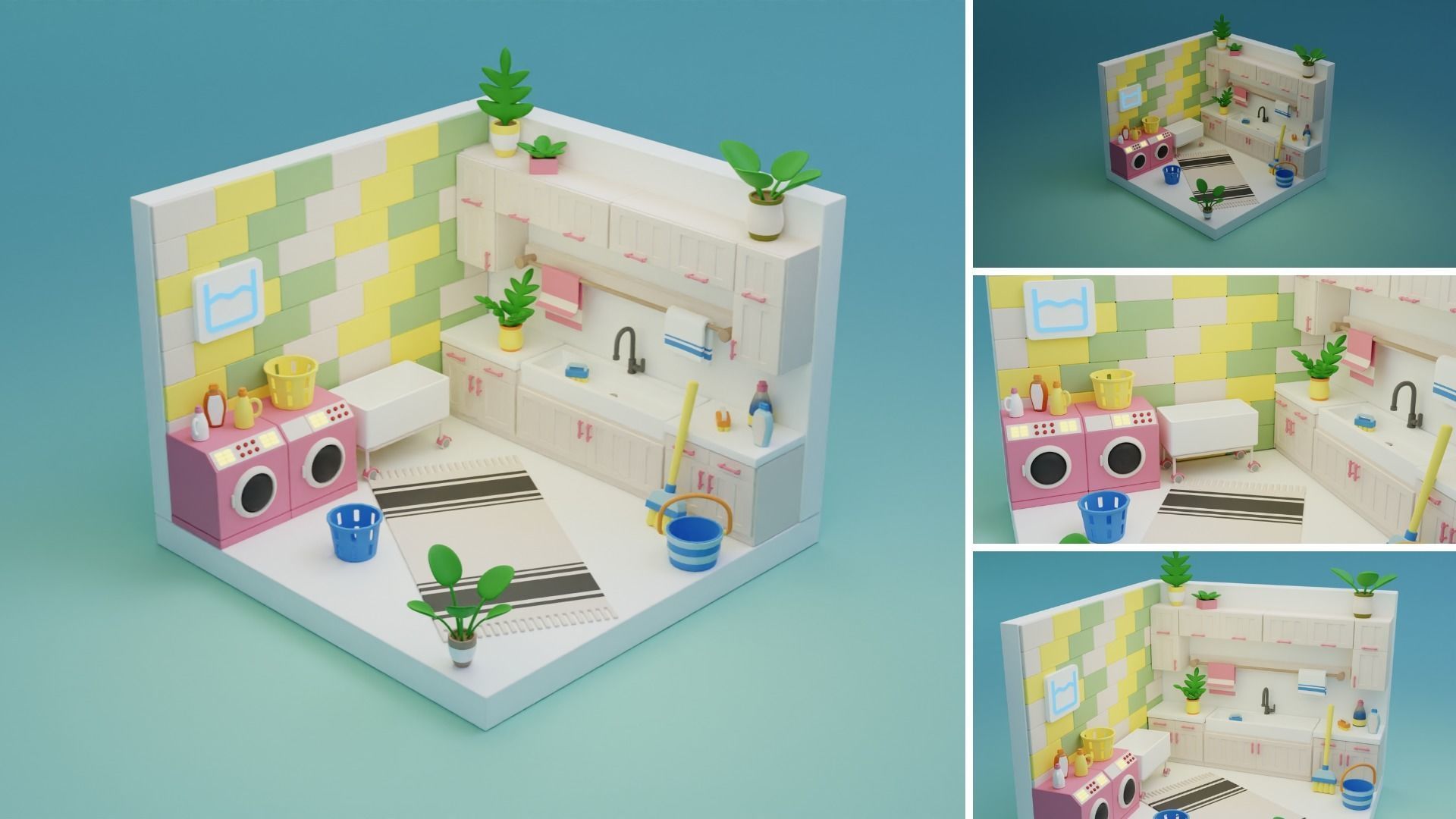 Cozy Cartoon Rooms Interior 4 Low-poly 3D model_17