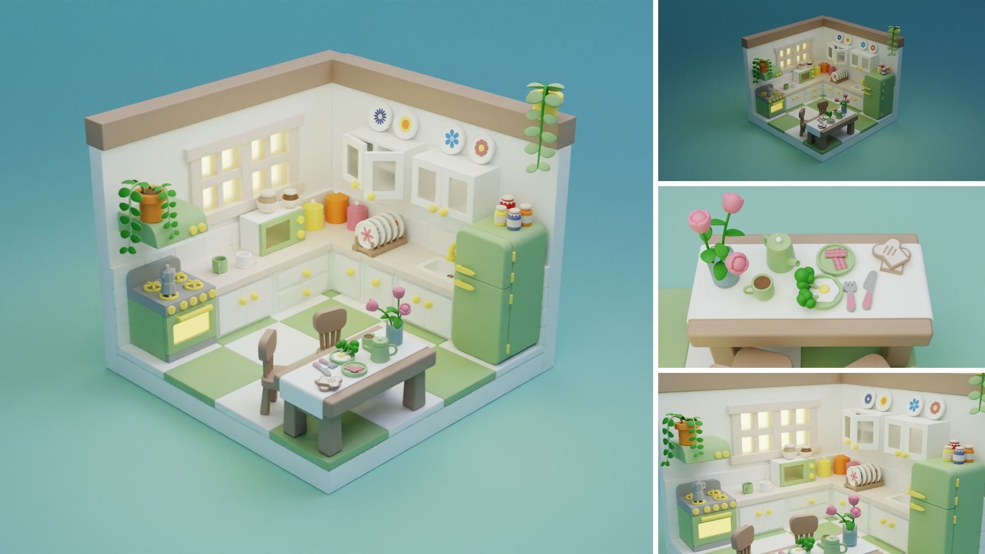 Cozy Cartoon Rooms Interior 4 Low-poly 3D model_21