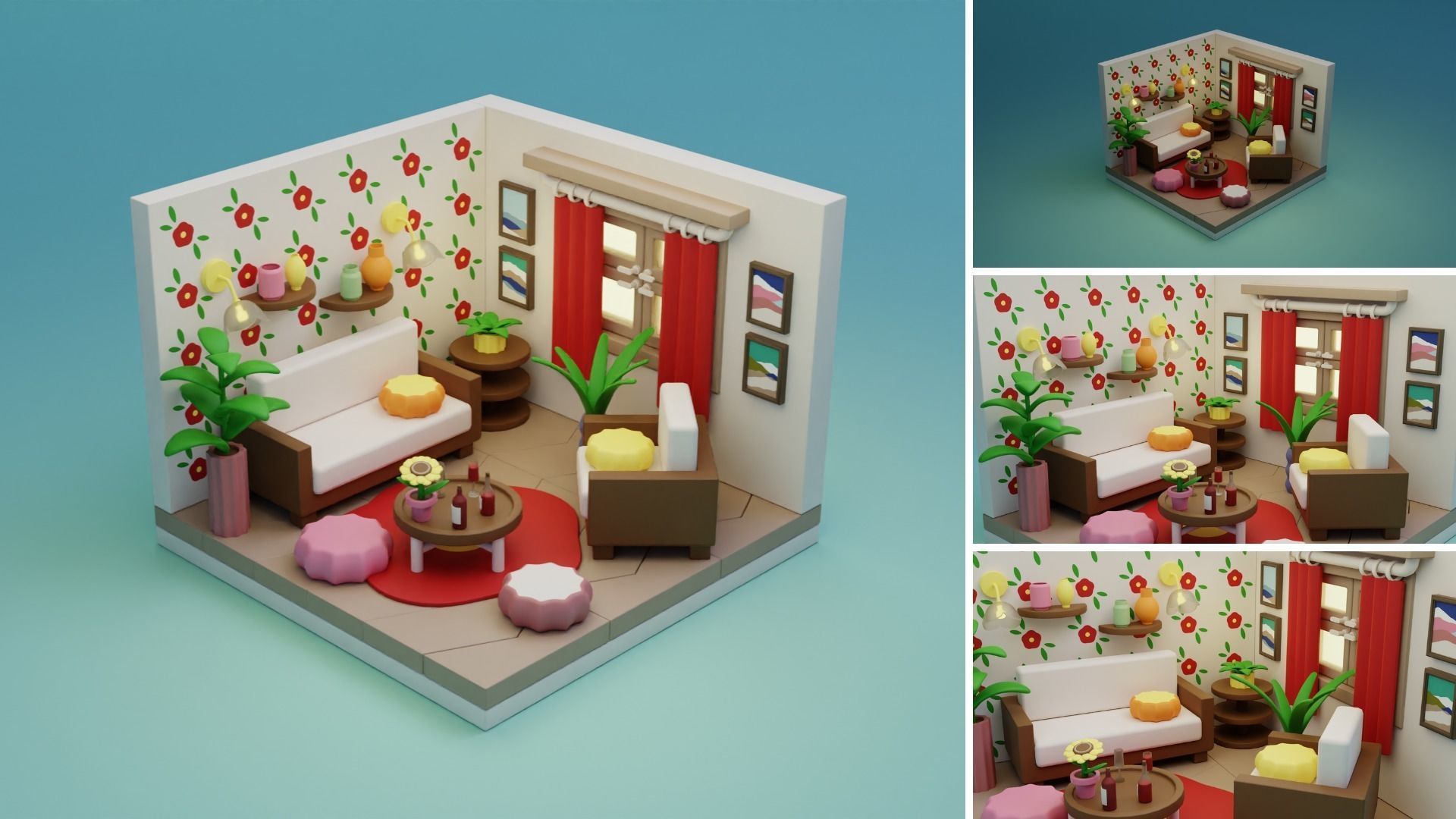 Cozy Cartoon Rooms Interior 4 Low-poly 3D model_22