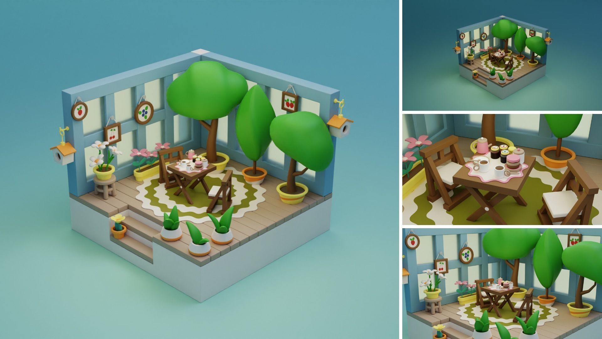 Cozy Cartoon Rooms Interior 4 Low-poly 3D model_12