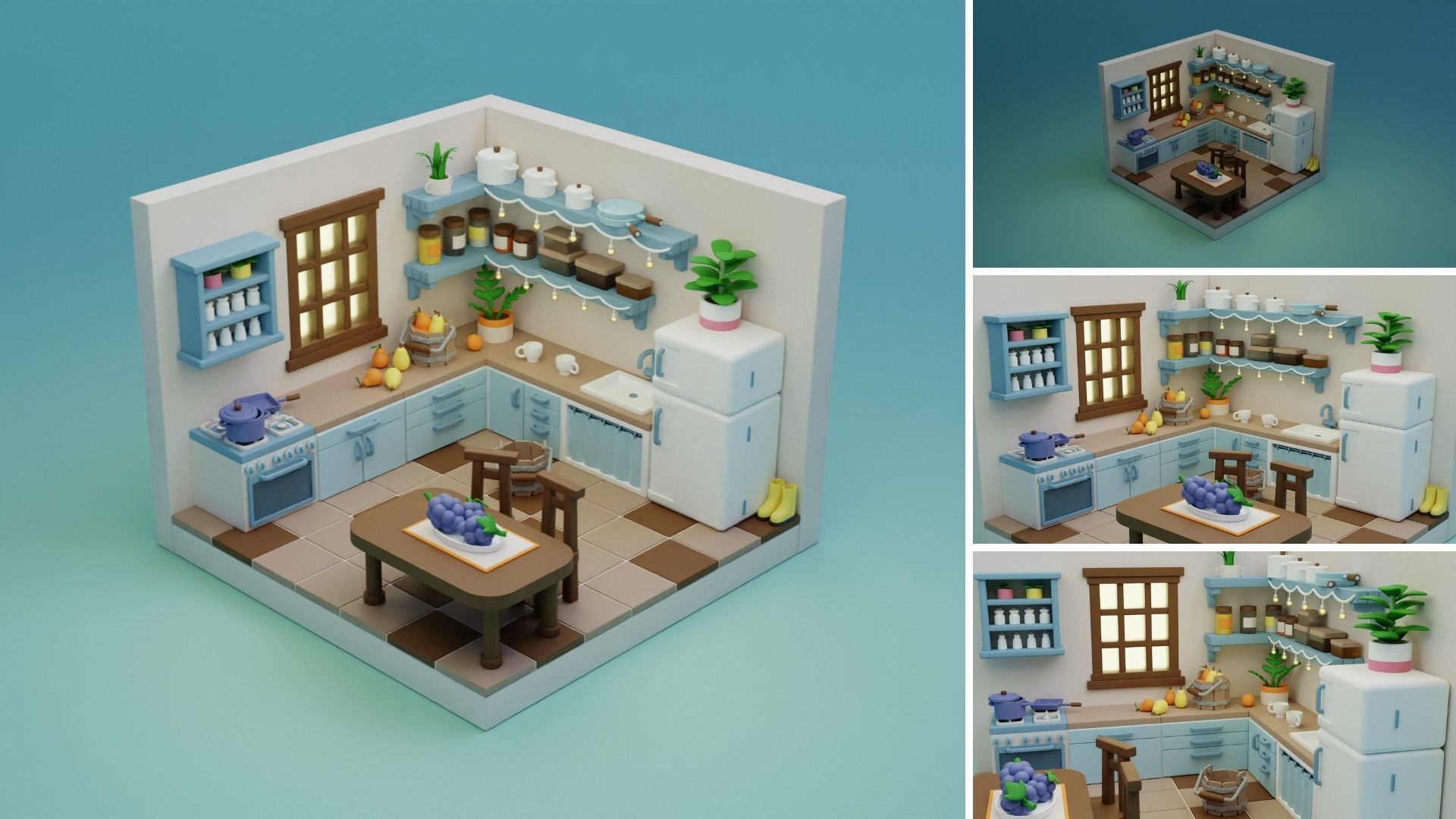 Cozy Cartoon Rooms Interior 4 Low-poly 3D model_10