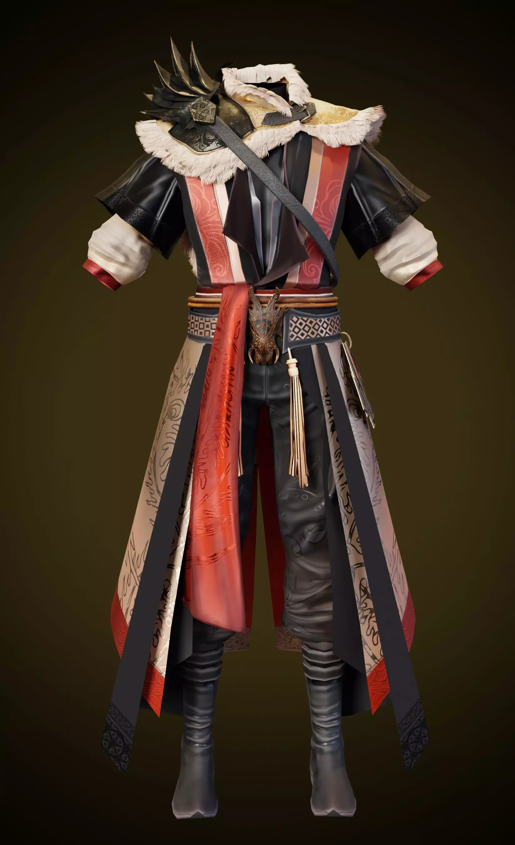 Chinese traditional clothing Male Low-poly 3D model