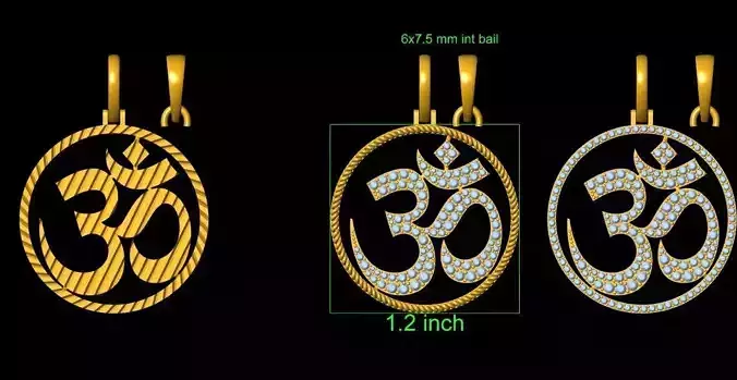 om pendent set  of  3 pcs  30and half mm circle  3D print model
