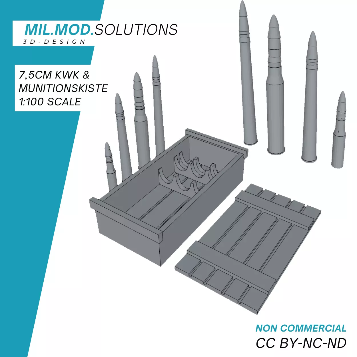 75mm KWK Munition und Munitionskiste 3D print model_0