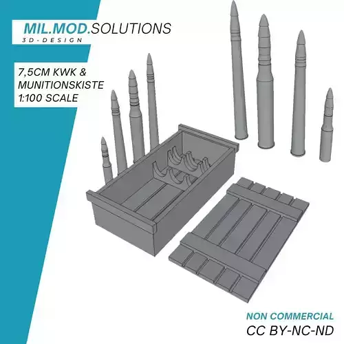 75mm KWK Munition und Munitionskiste 3D print model