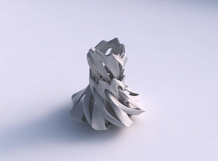 Vase alien flared with smooth cuts and protrude spikes twiste... 3D print model_0