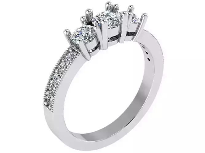 3 Stone Basket Setting Diamond Ring 1737