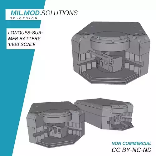 Longues-Sur-Mer 15-cm-Batterie Normandie Bunker 3D print model
