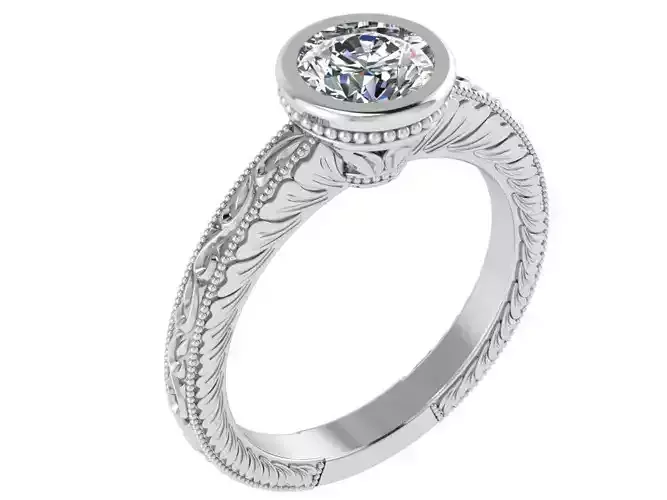 Round Bezel Setting Engraving Ring 1744