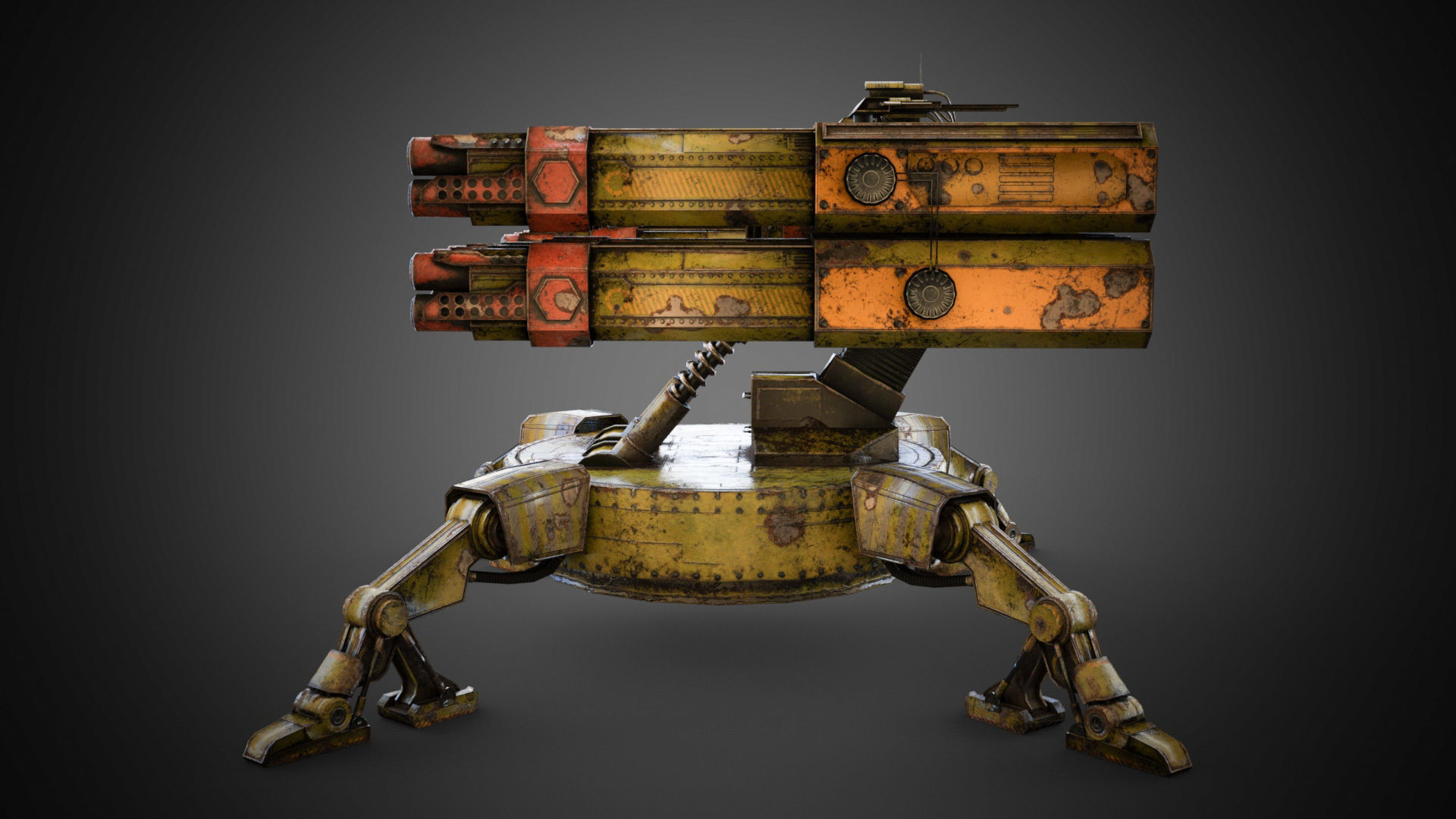 Sci-fi Spider Auto-Turret  Low-poly 3D model_4