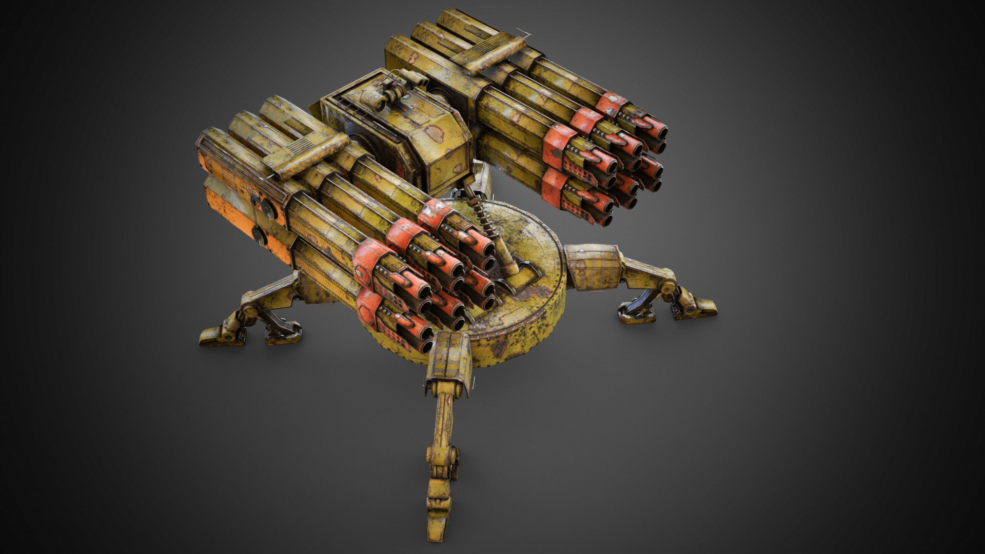 Sci-fi Spider Auto-Turret  Low-poly 3D model_8