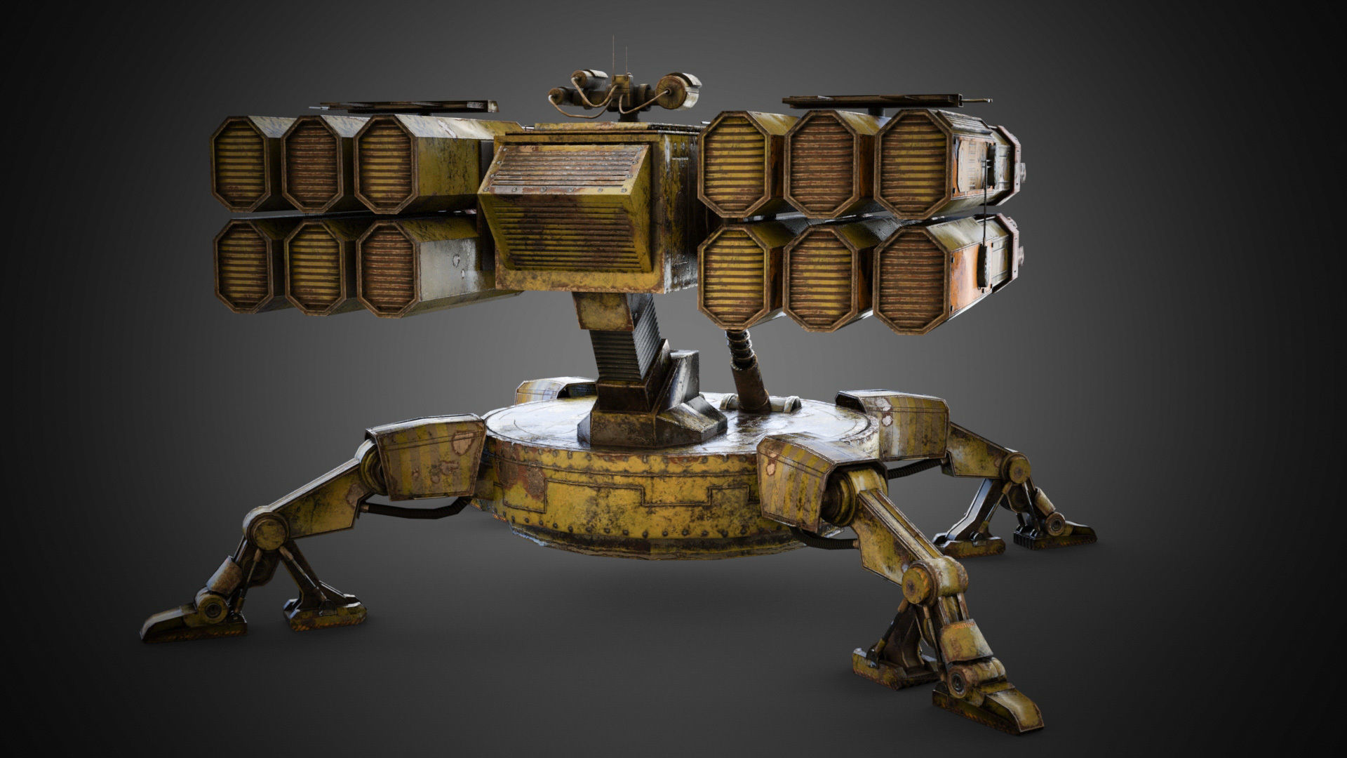 Sci-fi Spider Auto-Turret  Low-poly 3D model_5