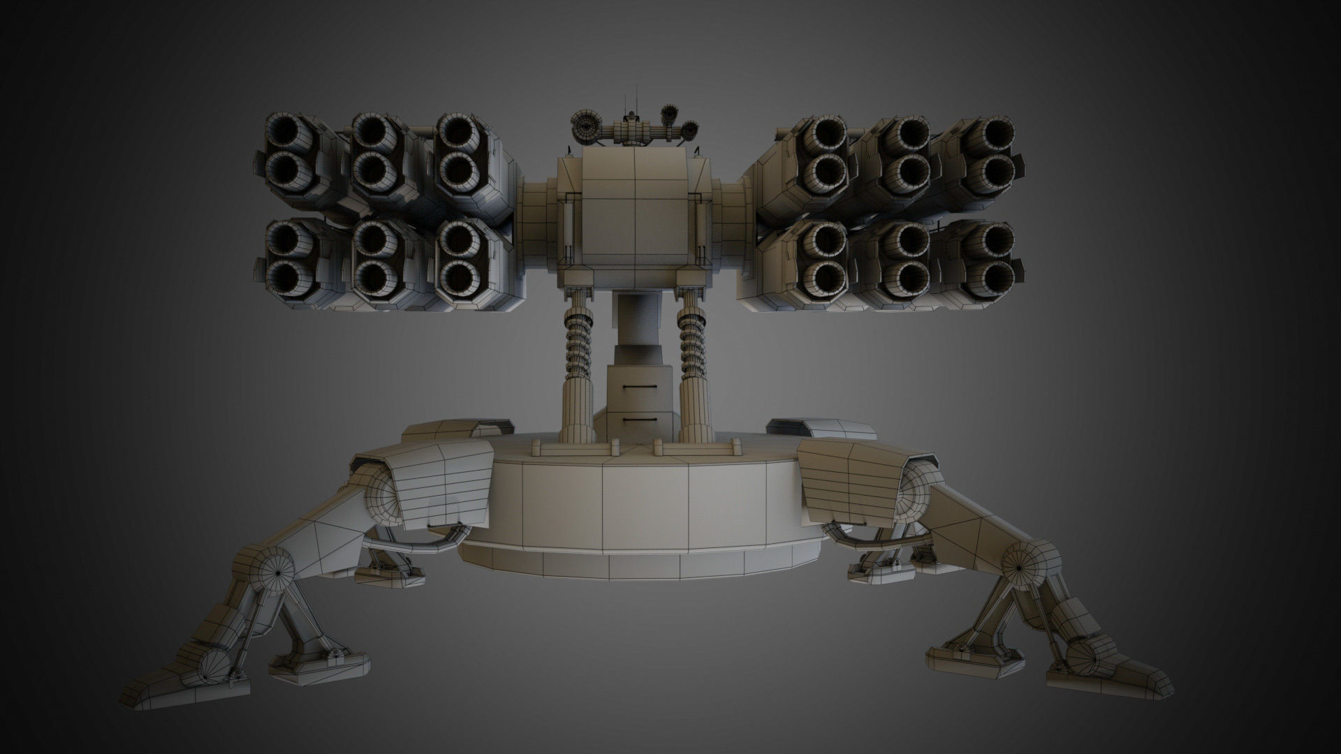 Sci-fi Spider Auto-Turret  Low-poly 3D model_23