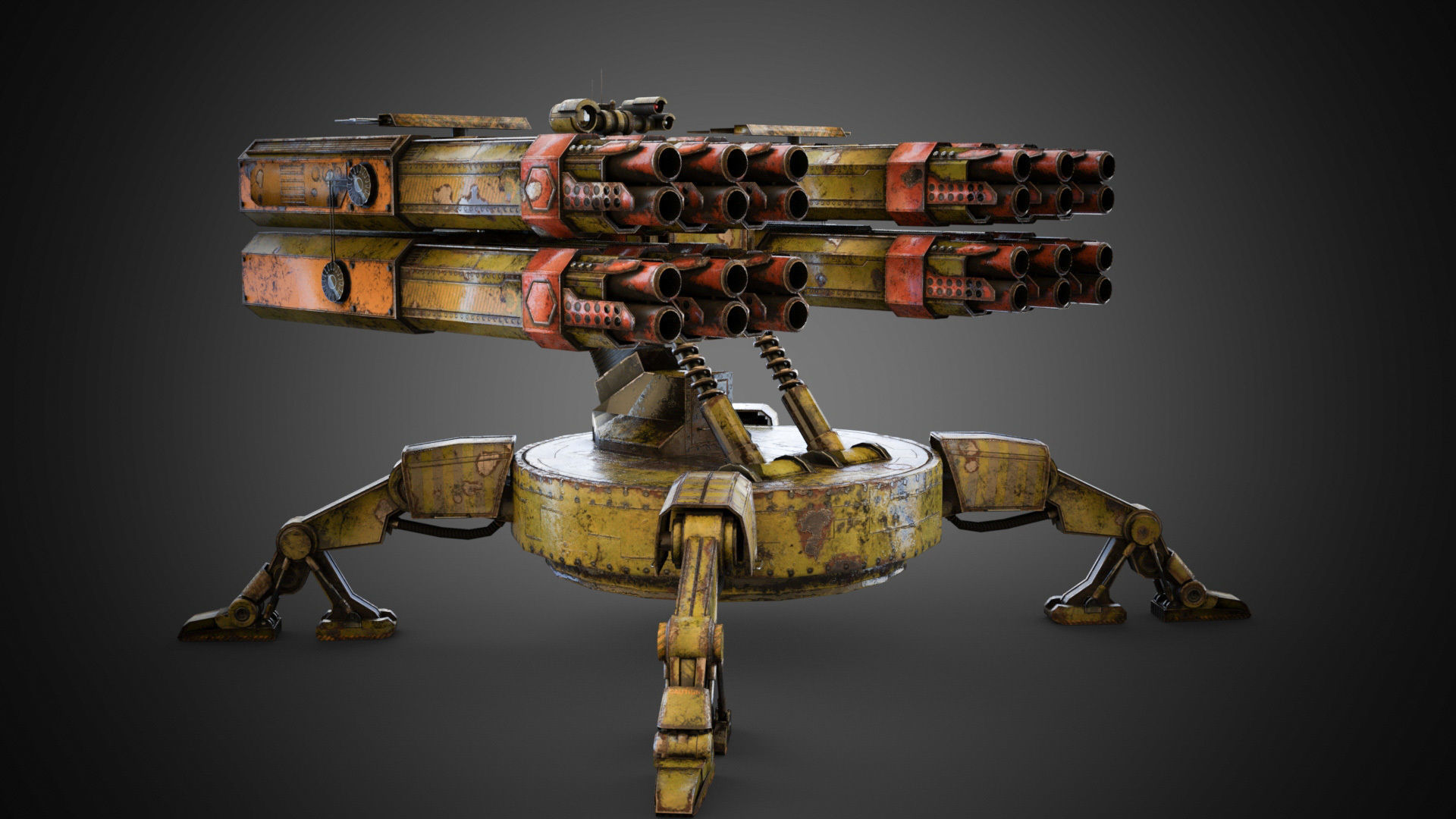 Sci-fi Spider Auto-Turret  Low-poly 3D model_6