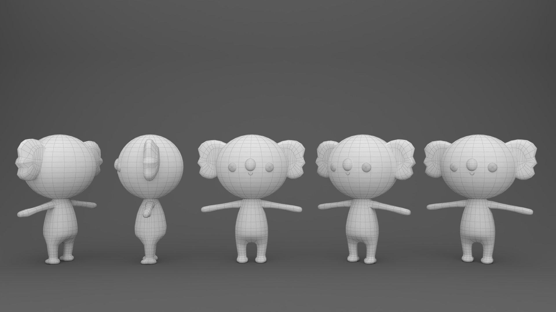 Stylized Character 001 Koala Low-poly 3D model_9