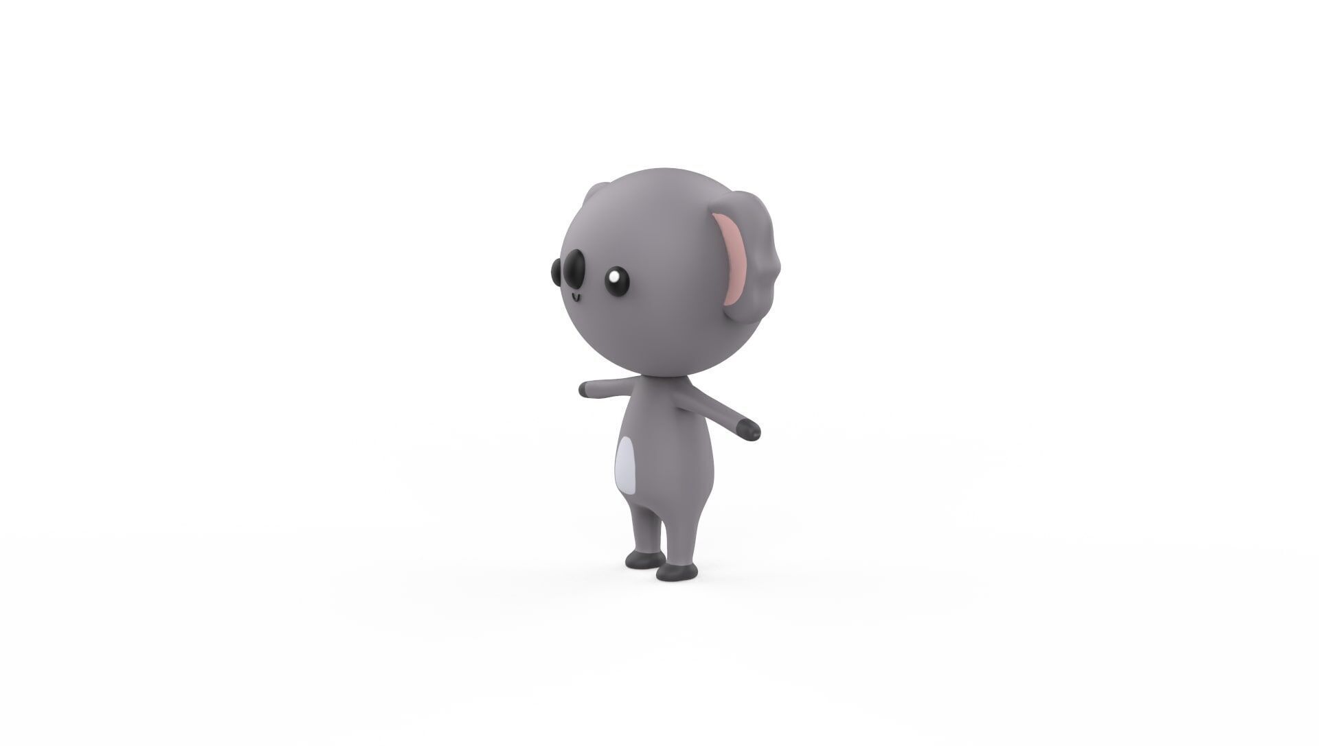 Stylized Character 001 Koala Low-poly 3D model_3