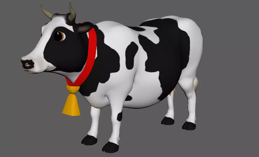 Cartoon Cow Character 3D Model Low-poly 3D model_0