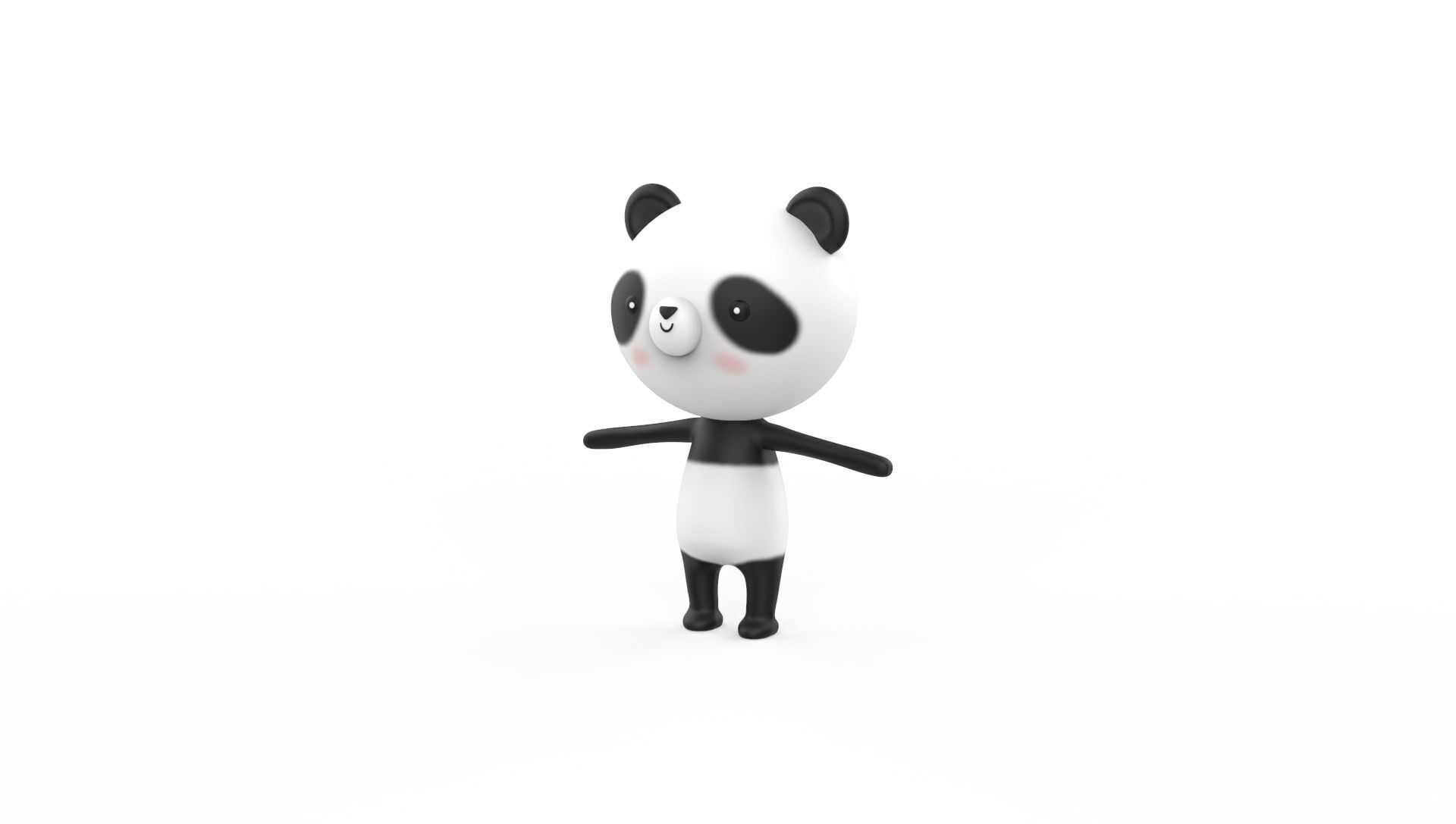 Stylized Character 001 Panda Low-poly 3D model_2