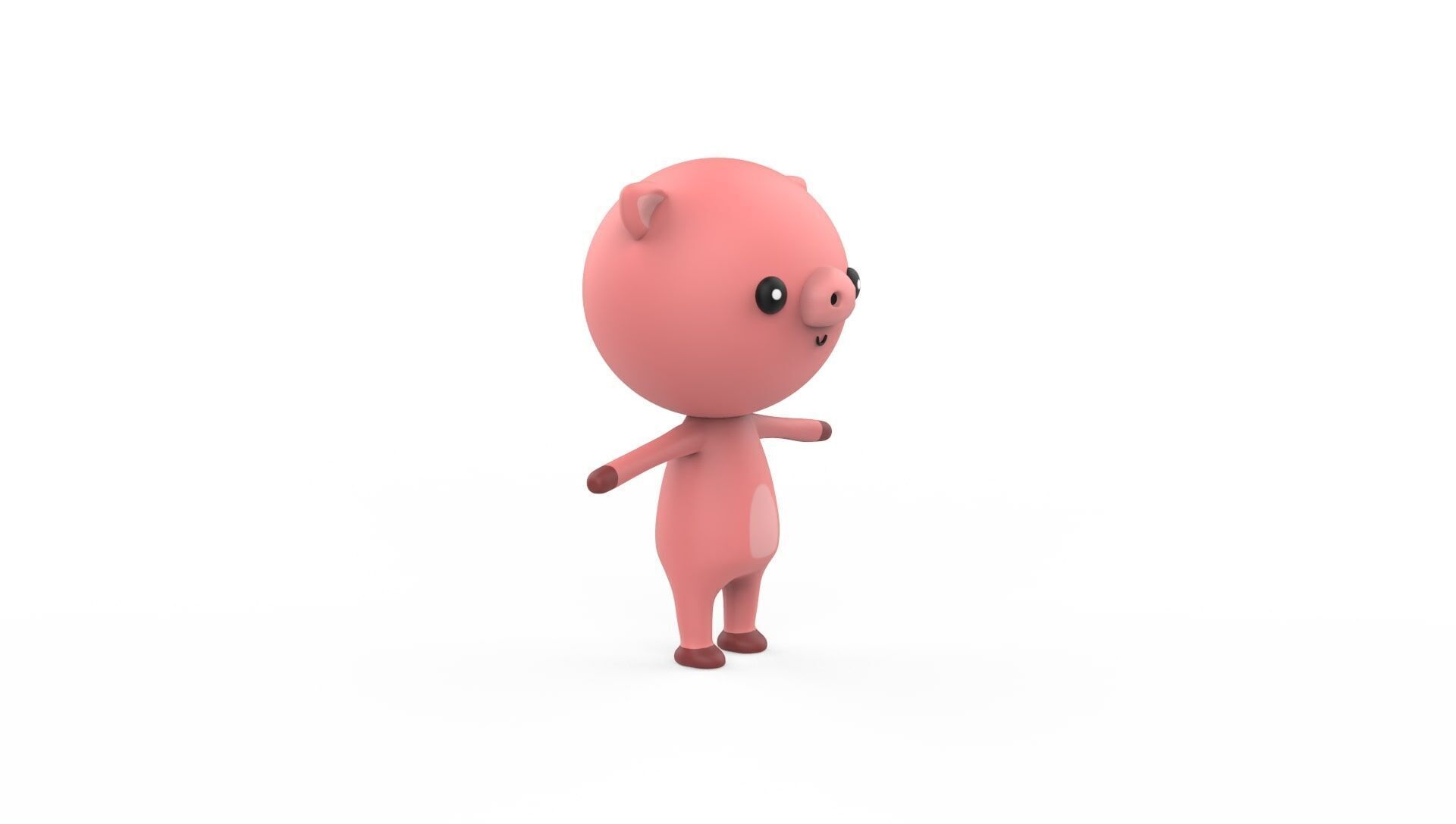 Stylized Character 001 Pig  Low-poly 3D model_13