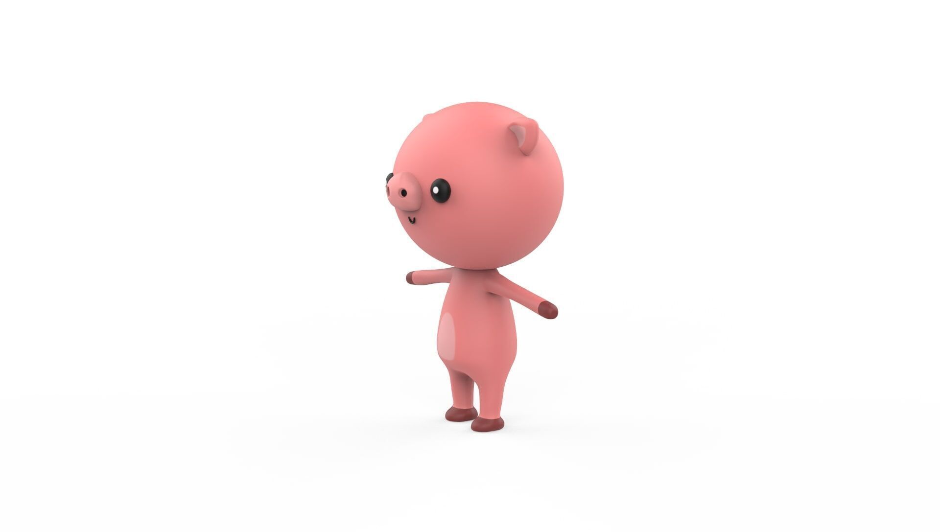 Stylized Character 001 Pig  Low-poly 3D model_3