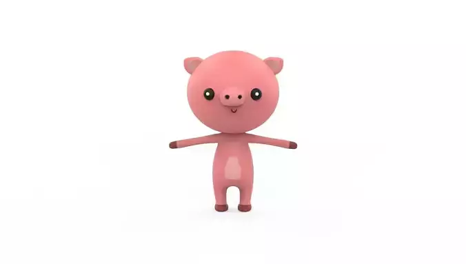 Stylized Character 001 Pig  Low-poly 3D model