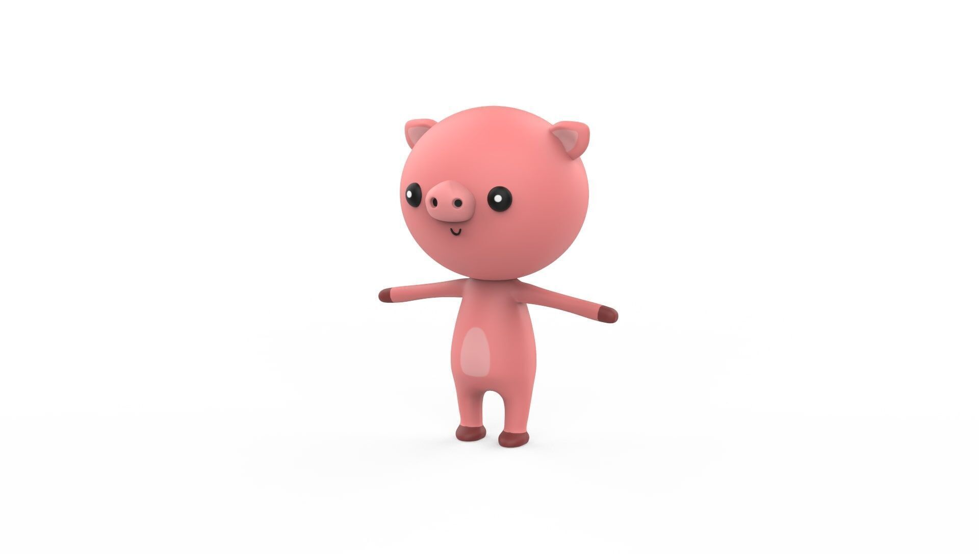 Stylized Character 001 Pig  Low-poly 3D model_2