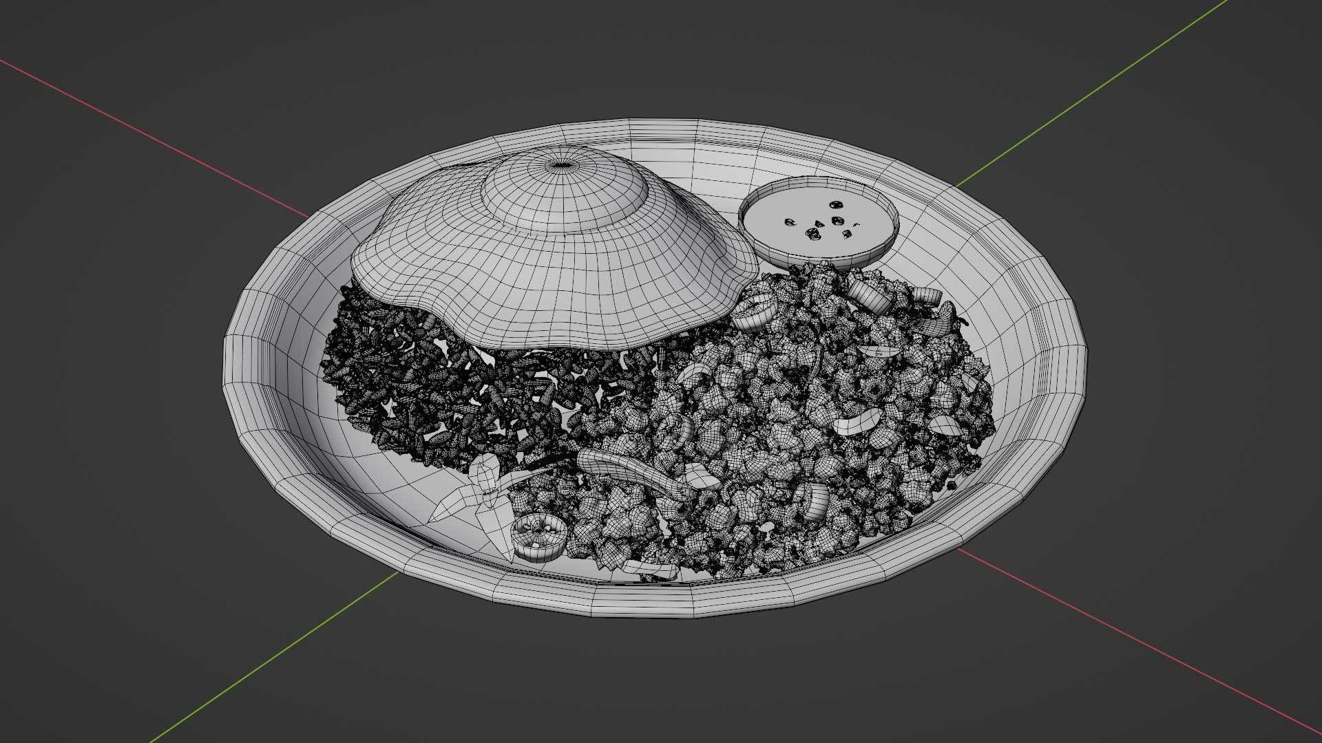 Spicy basil mince pork with fried egg 3D model_3