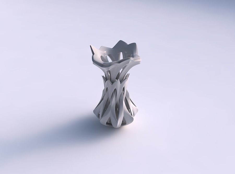 Vase alien flared with smooth cuts and protrude spikes strech... 3D print model_0