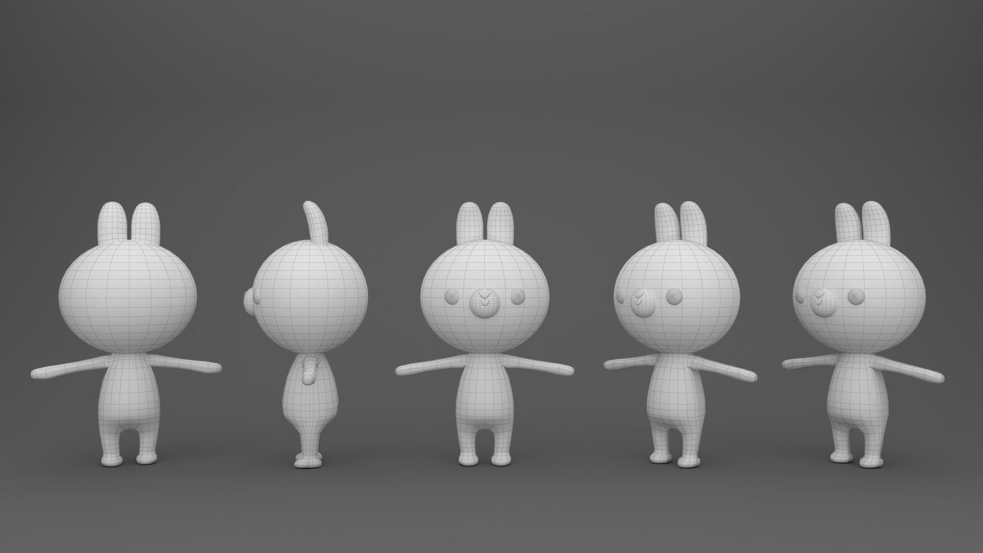 Stylized Character 001 Rabbit Low-poly 3D model_9