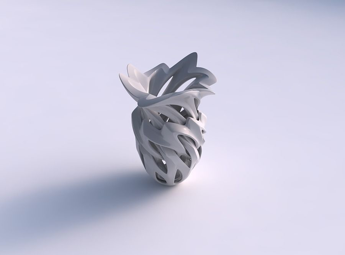 Vase alien curved with smooth cuts wavy top