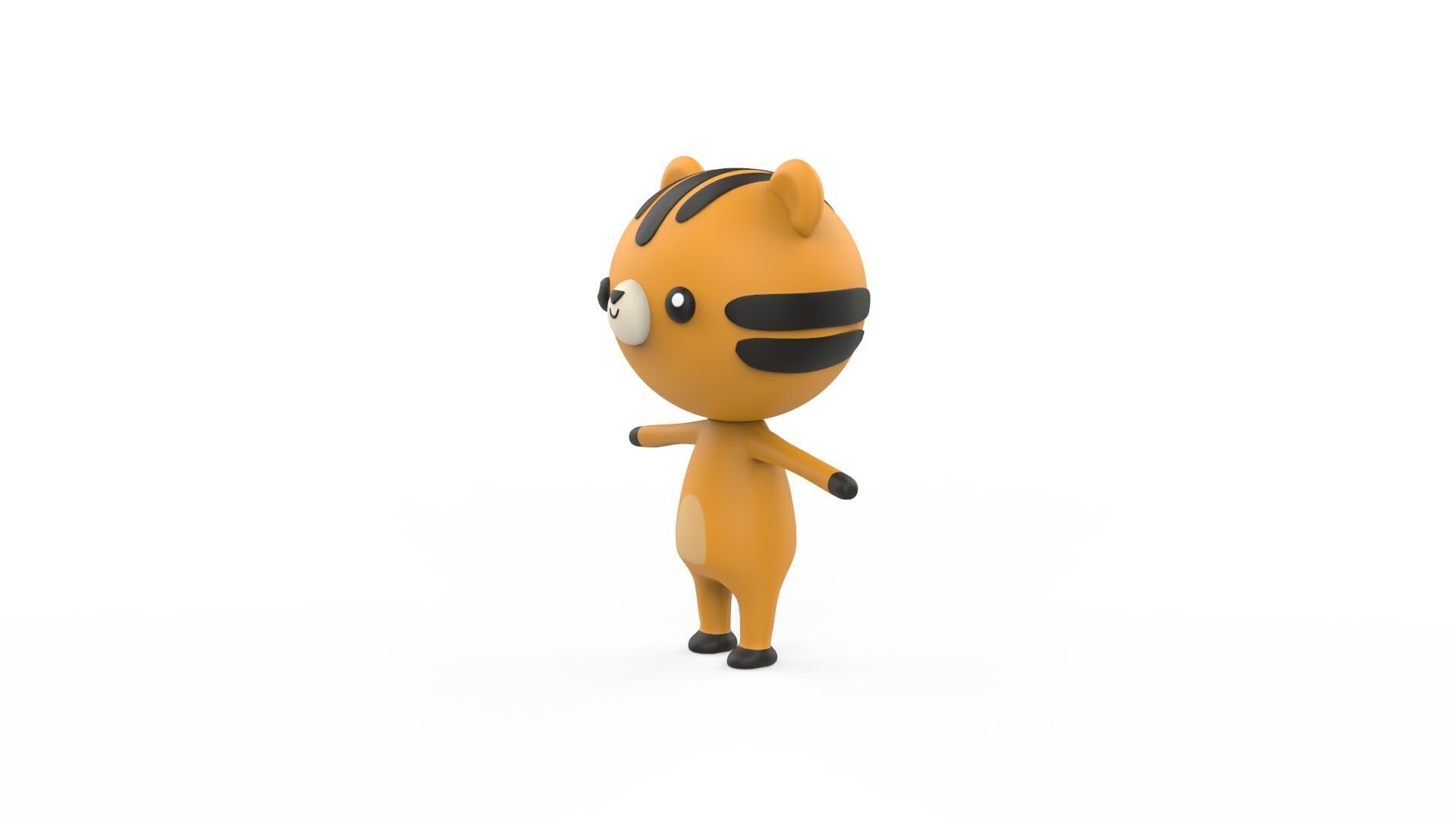 Stylized Character 001 Tiger Low-poly 3D model_3