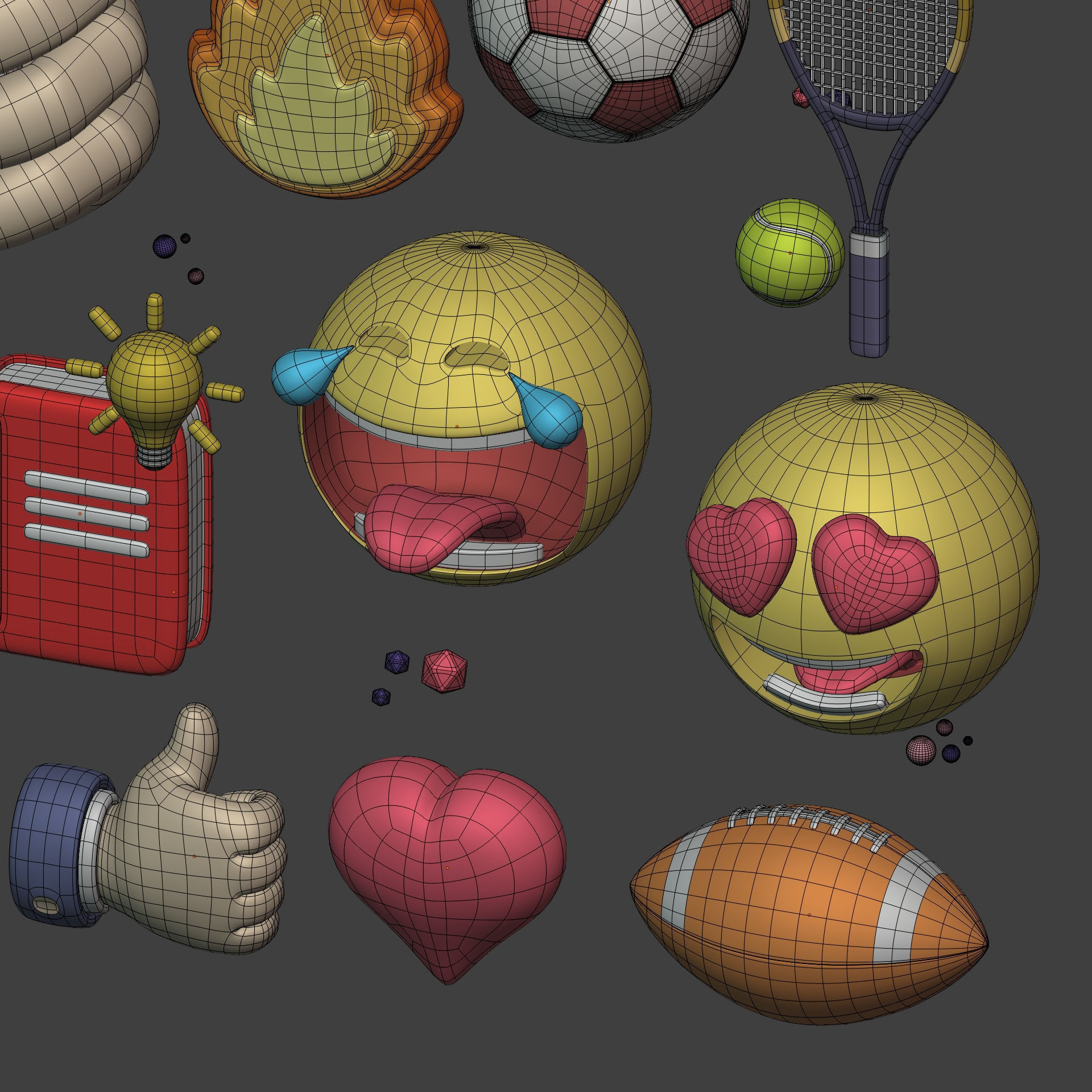 Cartoon Icons Pack - Hand - Smartphone - Smiley Emoji - Game Low-poly 3D model_14