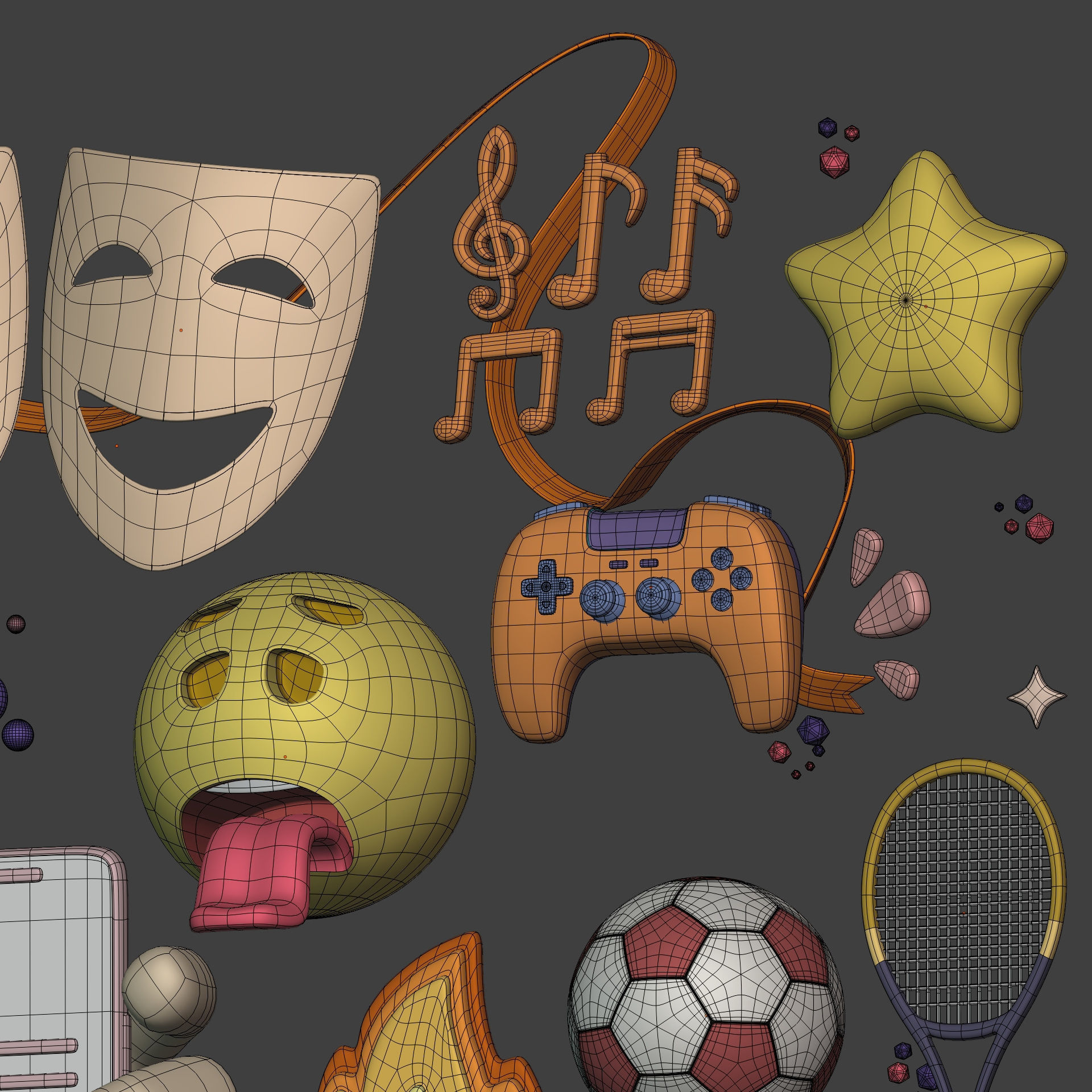 Cartoon Icons Pack - Hand - Smartphone - Smiley Emoji - Game Low-poly 3D model_12