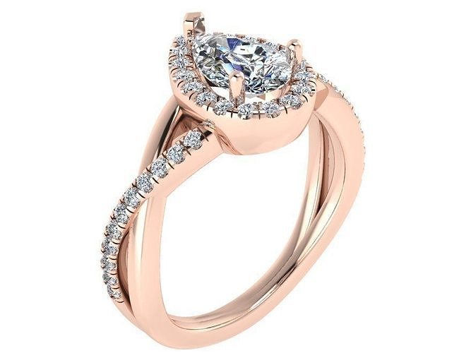 Pear Halo Twisted Ring 1768 3D print model