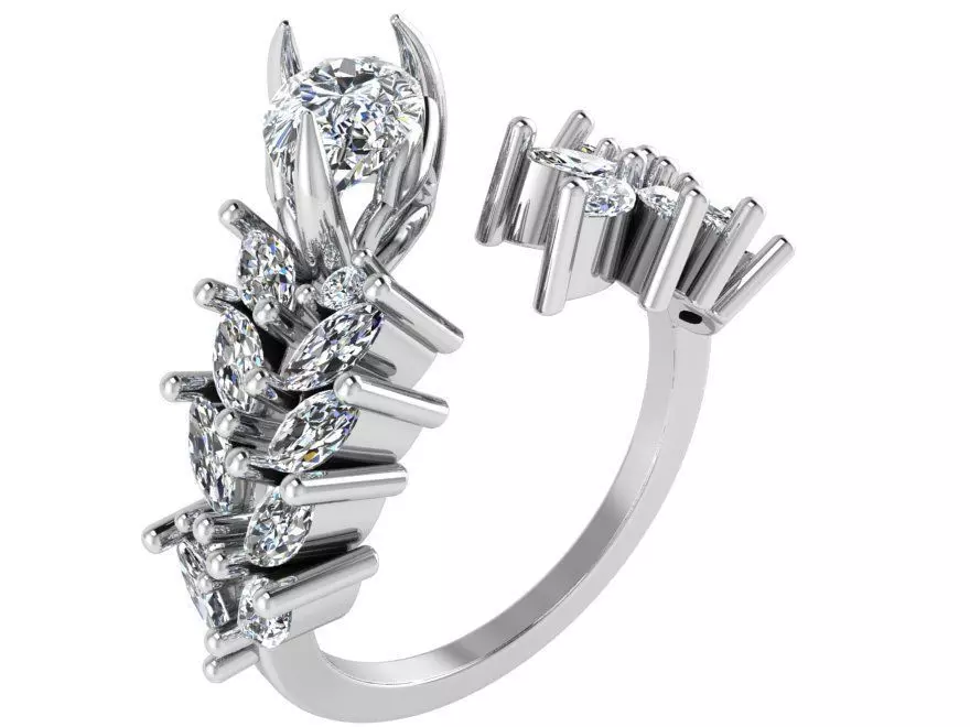 Diamond Leave Spiral Ring 1777 3D print model