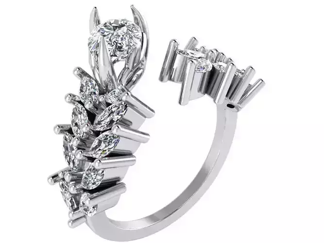 Diamond Leave Spiral Ring 1777
