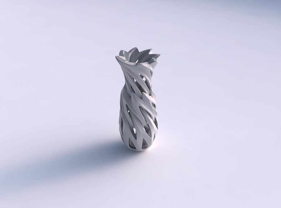 Vase alien curved with smooth cuts twisted and tapered 3D print model_0